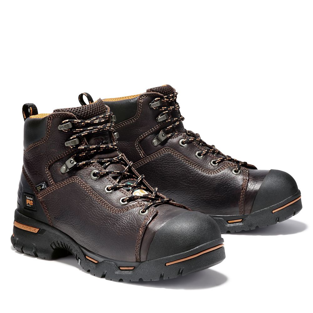 Timberland Μποτακια Εργασίας Ανδρικα Βαθυ Καφε - Pro® Endurance 6\" Steel Toe - Greece 1396042-QS